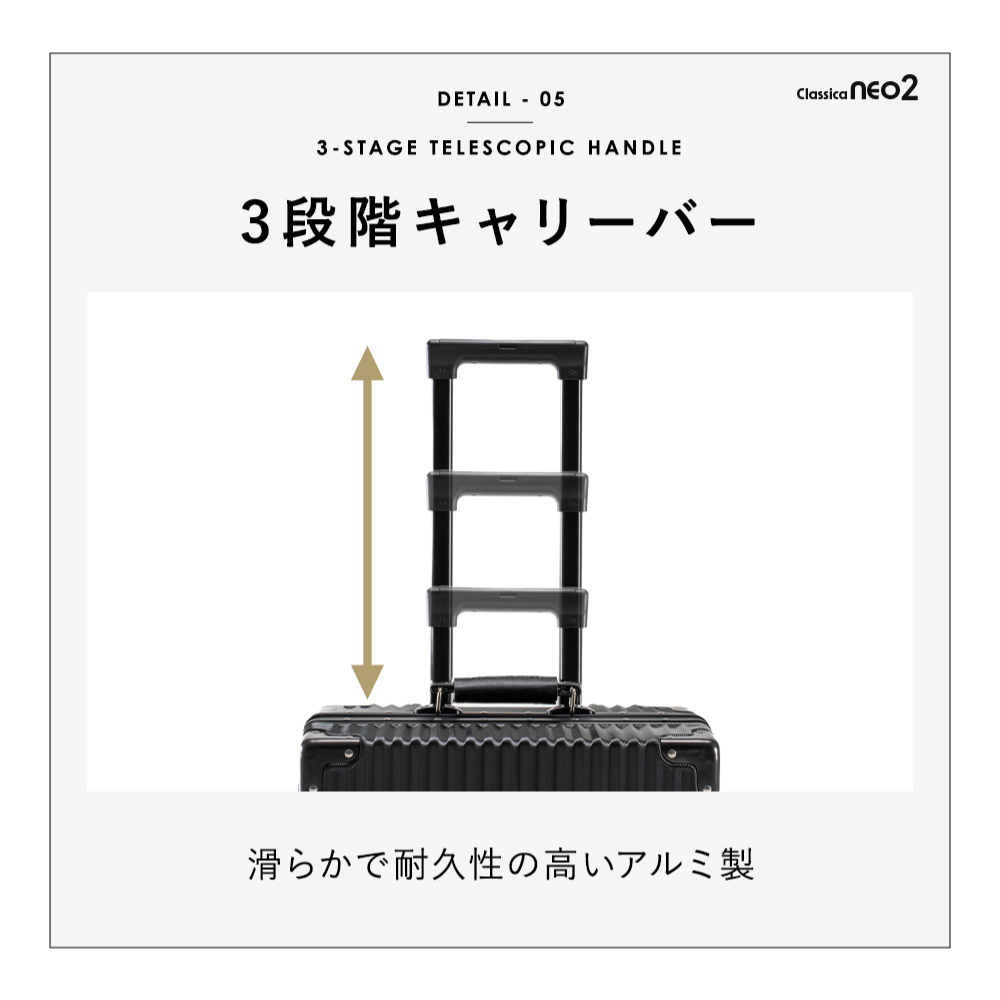 【記録級スーツケース、遂に進化】Classica NEO2 スーツケース キャリーケース 機内持ち込み キャリーバッグ ロック付きキャスター 着脱可能キャスター