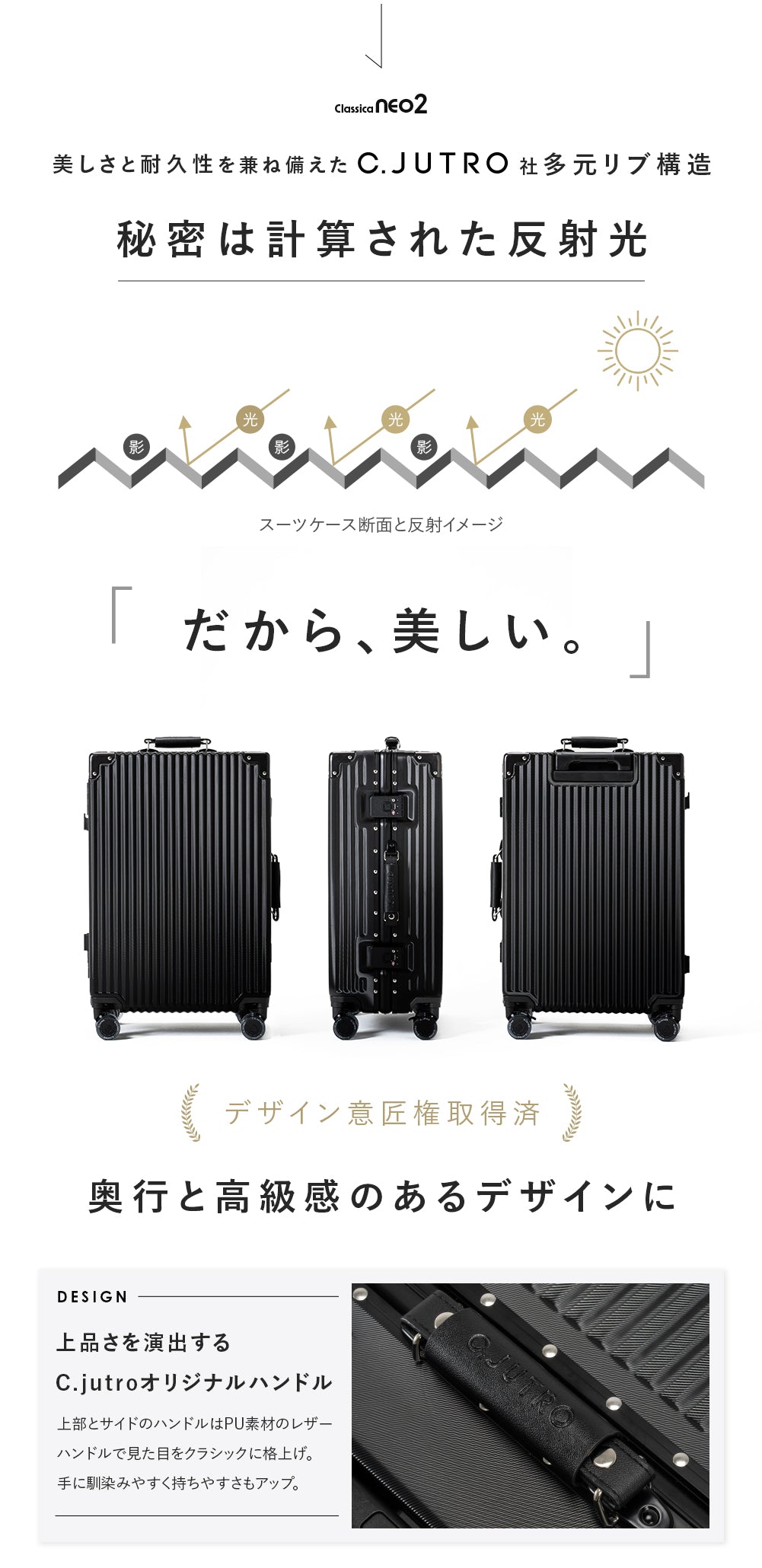 【記録級スーツケース、遂に進化】Classica NEO2 スーツケース キャリーケース 機内持ち込み キャリーバッグ ロック付きキャスター 着脱可能キャスター