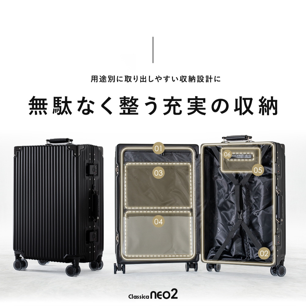 【記録級スーツケース、遂に進化】Classica NEO2 スーツケース キャリーケース 機内持ち込み キャリーバッグ ロック付きキャスター 着脱可能キャスター