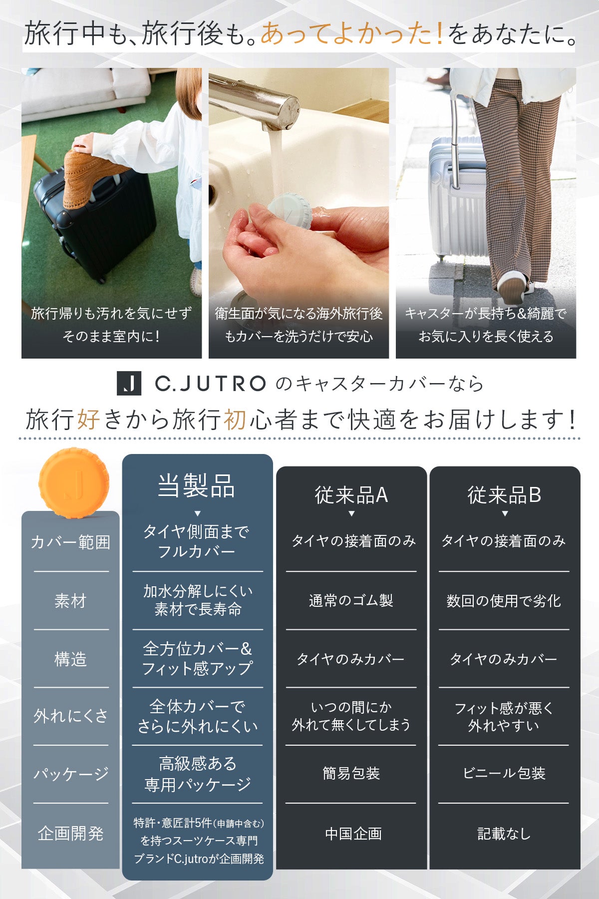 【全方位カバーで清潔×ずれにくい】 キャスターカバー スーツケース タイヤカバー 車輪カバー 旅行グッズ 摩耗防止 静音 丸洗いOK ギフト対応 10個セット