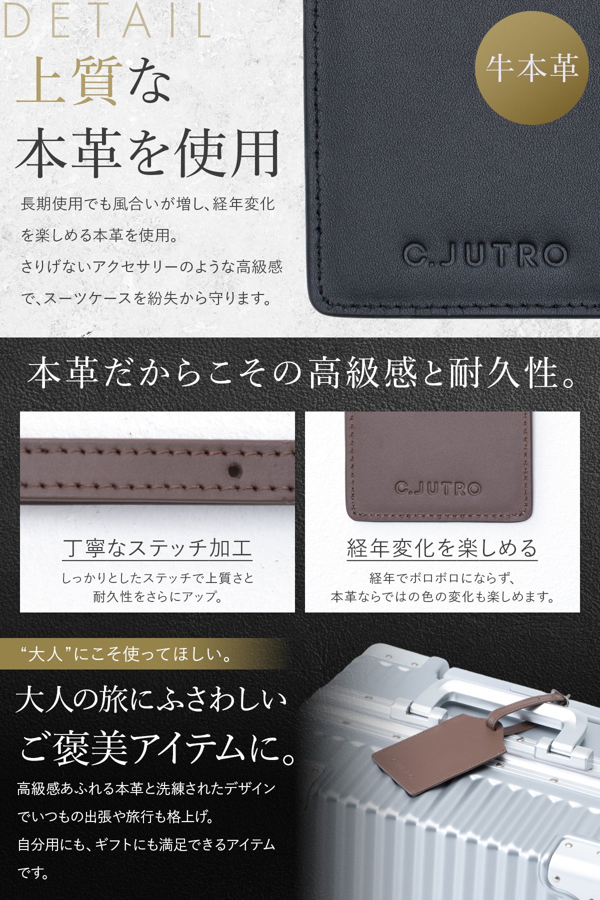 【本革×プライバシーカバー付き】 ネームタグ 荷物タグ ネームプレート ラゲージタグ スーツケース キャリーバッグ 旅行用品 ビジネスバッグ 目印 外れにくい シンプルデザイン プレゼント ギフト用化粧箱入り