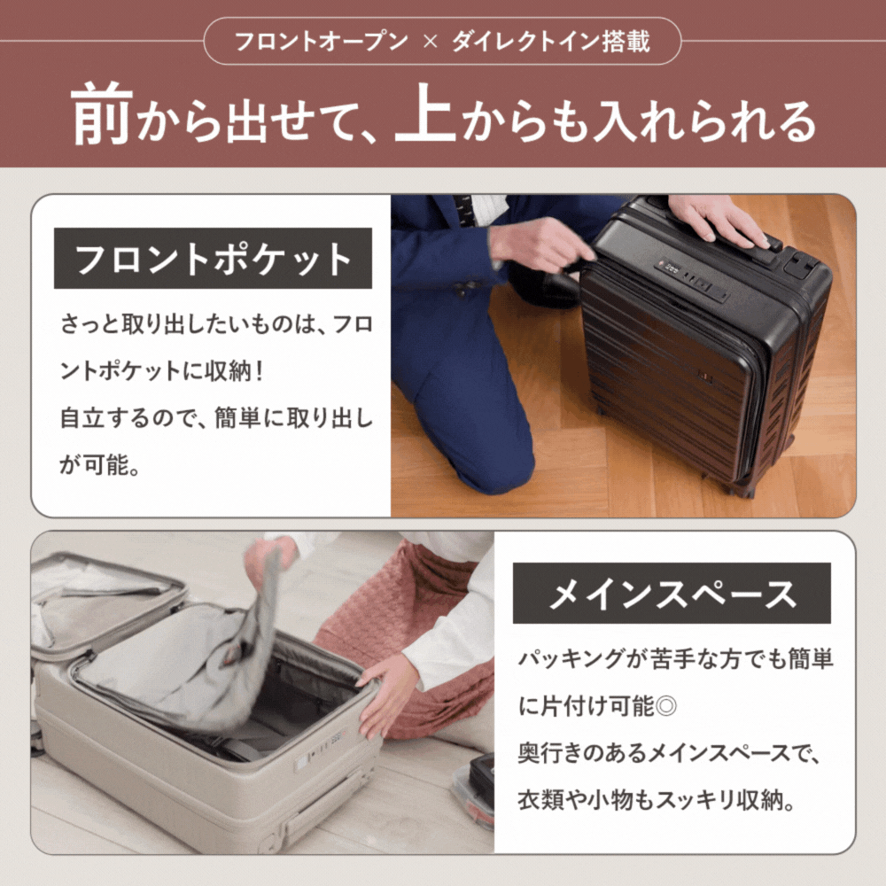 【机になるスーツケース】STAGE スーツケース キャリーケース 機内持ち込み キャリーバッグ フロントオープン テーブル式 拡張 盗難防止 38L